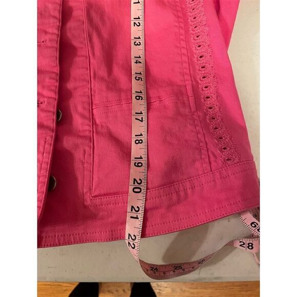 Great Cavalier by St Paul Women's Pink Button-Front Jacket L Cutwork Sleeves - Picture 12 of 12